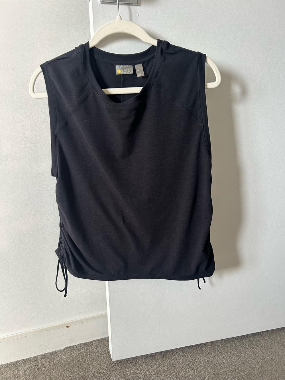 Zella Black Side-Ruched Athletic Tank
